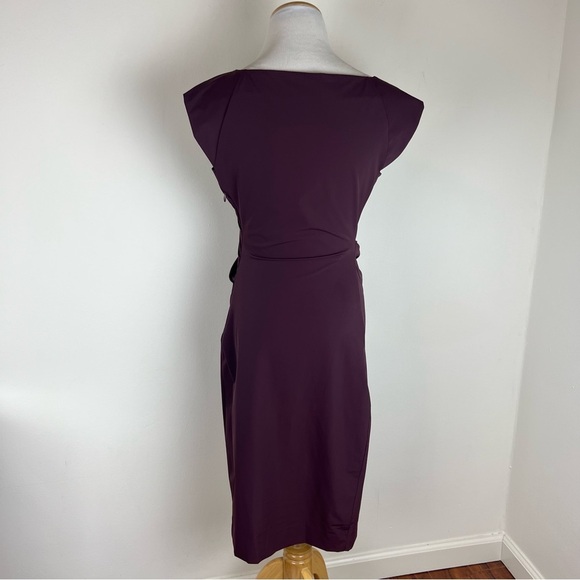 Diane Von Furstenberg Gabi Poplin Ruched Dress Burgundy Red Size 4 - Picture 3 of 8